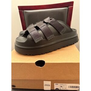 New UGG GoldenGlow Slide Sandals Black Women's Size 9 Platform Comfort